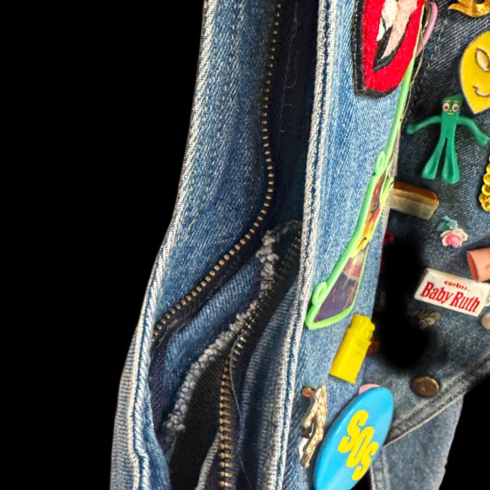 Vintage Jordache Denim Vest OOAK with Brooches, Pins, and Toys - Picture 8 of 8